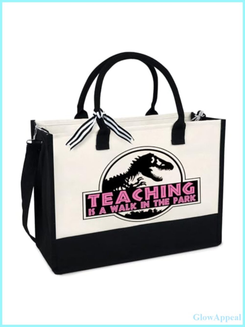 Canvas Tote Bag with Zipper Pocket Adjustable Strap Teacher Gift Women